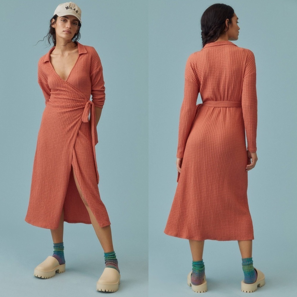 By Anthropologie Waffle Wrap Dress